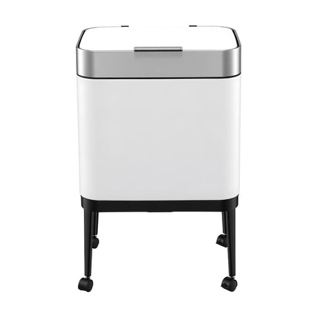 Cefito 40L Press Top Trash Can Kitchen Rubbish Bin Stainless Steel White.