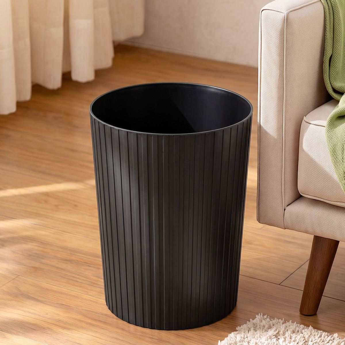Cefito 8L Open Top Rubbish Bins Waste Bin Trash Can Storage Dustbin Black