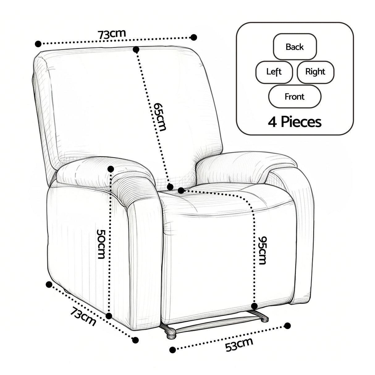 Artiss Stretch Kids Recliner Cover 4-Pieces Recliner Chair Slipcovers Printed Polyester