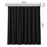 Artiss Room Divider Wall Mounted Hanging Curtain Partition Screen Black 200x220cm