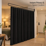 Artiss Room Divider Wall Mounted Hanging Curtain Partition Screen Black 200x220cm
