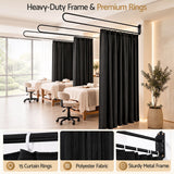 Artiss Room Divider Wall Mounted Hanging Curtain Partition Screen Black 200x220cm