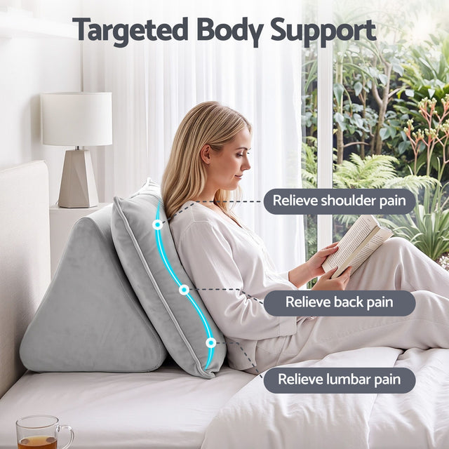 Giselle Bedding Back Pillow for Sitting in Bed, No-Collapse 25D High-Density Base, Ergonomic Lumbar Support Pillow for Gaming, Nursing & Floor Tatami, 90% Shredded Sponge Cushion with Washable Velvet Cover - Shoppers Spot Home & Garden > Bedding > Pillows