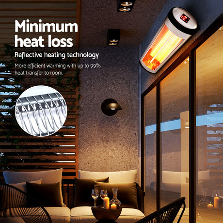 Devanti 2PCS Electric Radiant Strip Heater Indoor Outdoor Patio Remote Control 1500W - Shoppers Spot Appliances > Heaters > Patio Heaters - Alternate view 4