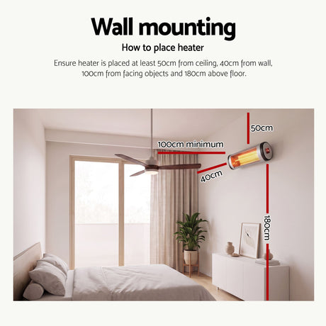 Devanti 2PCS Electric Radiant Strip Heater Outdoor Indoor Patio Infrared Heaters 2000W - Shoppers Spot Appliances > Heaters > Patio Heaters - Alternate view 6
