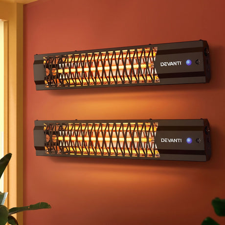 Devanti 2PCS Electric Strip Heater Radiant Infrared Heaters 2000W - Shoppers Spot Appliances > Heaters > Patio Heaters