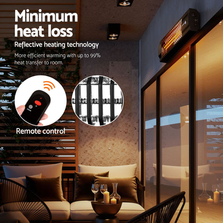 Devanti 2PCS Electric Strip Heater Radiant Infrared Heaters 2000W - Shoppers Spot Appliances > Heaters > Patio Heaters - Alternate view 6