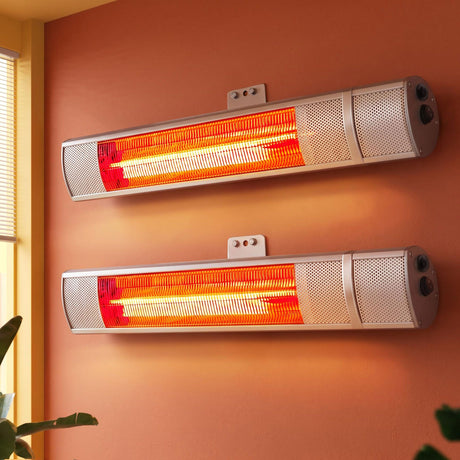 Devanti 2PCS Electric Strip Heater Radiant Infrared Heaters Remote Control 2000W - Shoppers Spot Appliances > Heaters > Patio Heaters