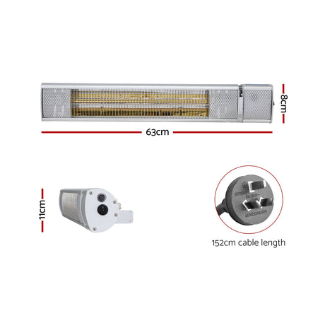 Devanti 2PCS Electric Strip Heater Radiant Infrared Heaters Remote Control 2000W - Shoppers Spot Appliances > Heaters > Patio Heaters - Alternate view 2