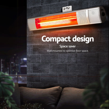 Devanti 2PCS Electric Strip Heater Radiant Infrared Heaters Remote Control 2000W - Shoppers Spot Appliances > Heaters > Patio Heaters - Alternate view 4