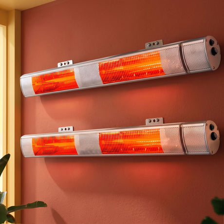 Devanti 2PCS Electric Strip Heater Radiant Infrared Heaters Remote Control 3000W - Shoppers Spot Appliances > Heaters > Patio Heaters