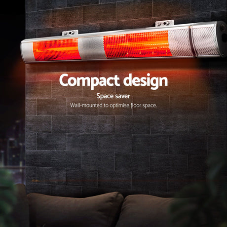Devanti 2PCS Electric Strip Heater Radiant Infrared Heaters Remote Control 3000W - Shoppers Spot Appliances > Heaters > Patio Heaters - Alternate view 4