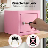 UL-Tech 6.5L Small Safe Box with Key Lock for Cash Mini Home Security Safe Pink