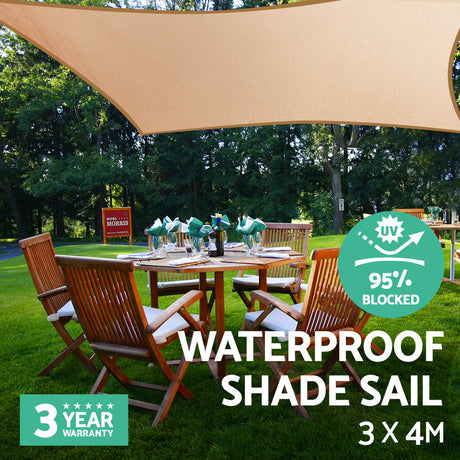 Instahut waterproof shade cloth, 3x4m, 4m.