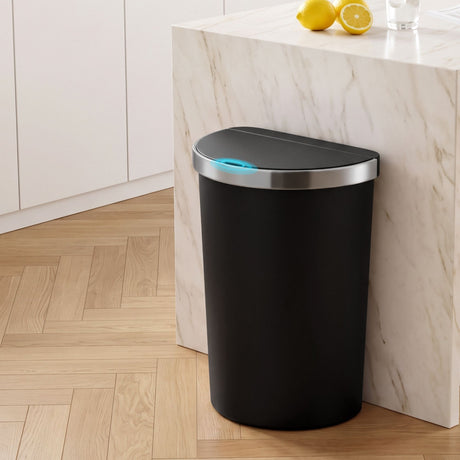 Devanti 50L D-shape motion sensor rubbish bin in black