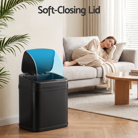 Devanti black touchless motion sensor bin, 15L.