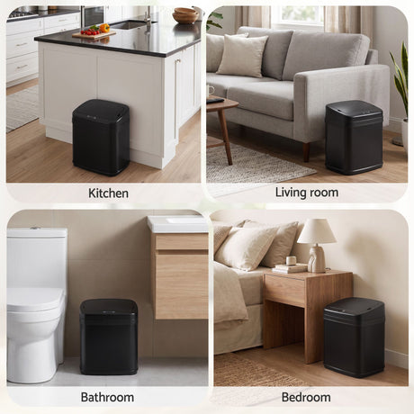Devanti black touchless motion sensor bin, 15L.