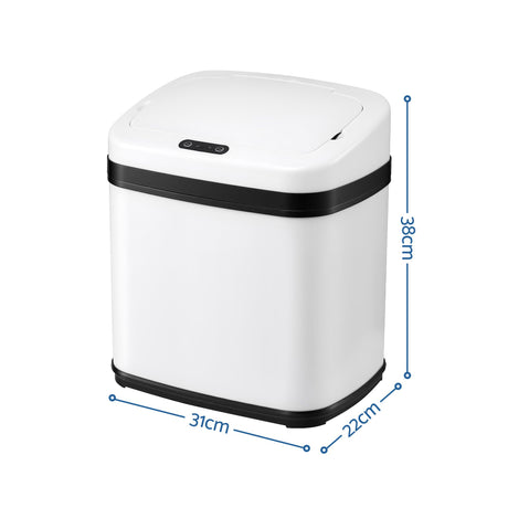 Devanti white touchless motion sensor bin, 15L.
