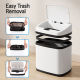 Devanti 15L Motion Sensor Bin Touchless Bins Soft-Close Rubbish Trash Can White