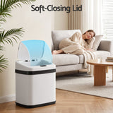 Devanti 15L Motion Sensor Bin Touchless Bins Soft-Close Rubbish Trash Can White