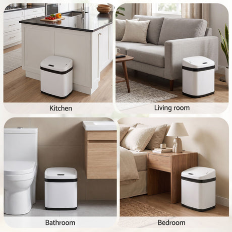 Devanti white touchless motion sensor bin, 15L.
