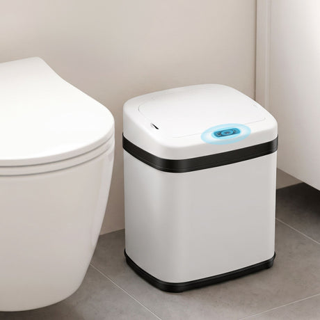 Devanti white touchless motion sensor bin, 15L.