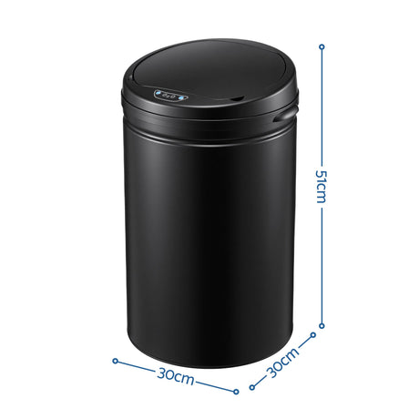 Devanti black touchless sensor bin, 30L.