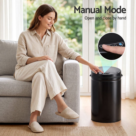 Devanti black touchless sensor bin, 30L.