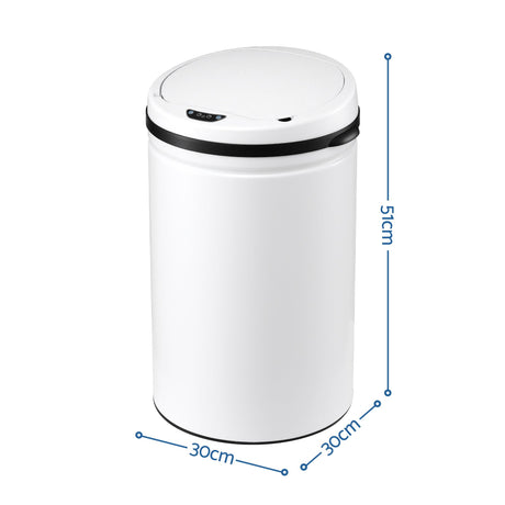 Devanti white touchless sensor bin, 30L.