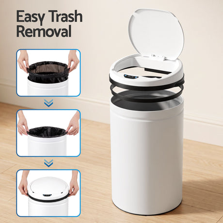 Devanti white touchless sensor bin, 30L.