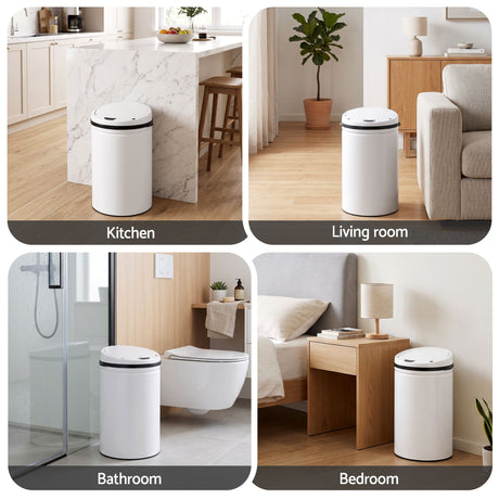 Devanti white touchless sensor bin, 30L.