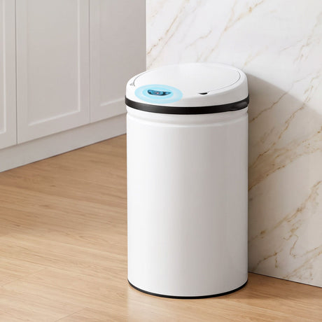 Devanti white touchless sensor bin, 30L.