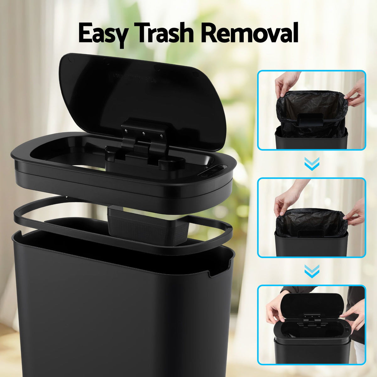 Devanti 21L slim motion sensor bin, black