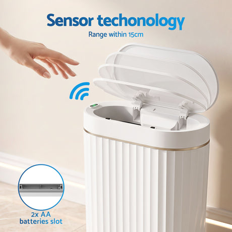 Devanti Sensor Bins 7L Motion Sensor Trash Can Slim Touchless Automatic Waste Bin White - Shoppers Spot Home & Garden > Kitchen Bins > Automatic Bins - Alternate view 4