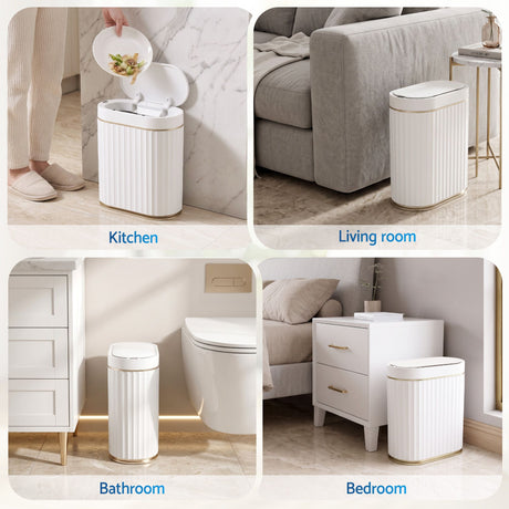 Devanti Sensor Bins 7L Motion Sensor Trash Can Slim Touchless Automatic Waste Bin White - Shoppers Spot Home & Garden > Kitchen Bins > Automatic Bins - Alternate view 7