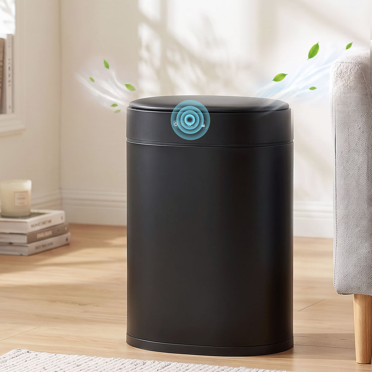 Devanti 20L Automatic Sensor Bin Touchless Rubbish Waste Bin Black Kitchen.