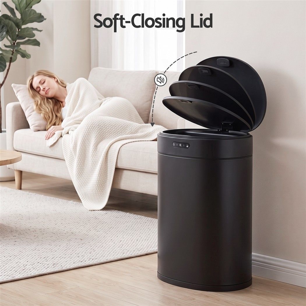 Devanti 20L Automatic Sensor Bin Touchless Rubbish Waste Bin Black Kitchen.