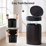 Devanti 20L Automatic Sensor Bin Touchless Rubbish Waste Bin Black Kitchen.