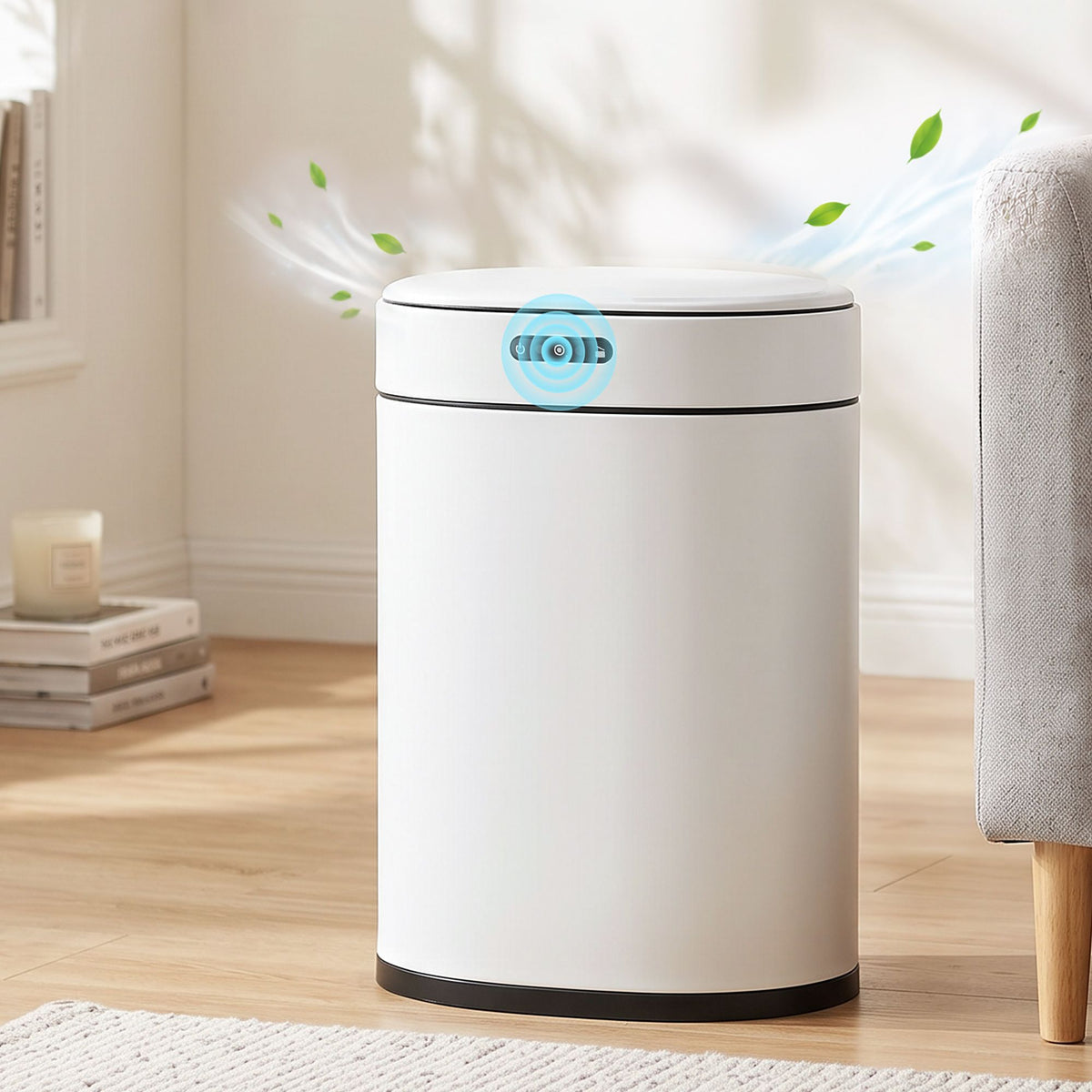 Devanti 20L Automatic Sensor Bin Touchless Rubbish Waste Bin White Kitchen.