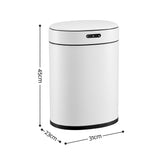 Devanti 20L Automatic Sensor Bin Touchless Rubbish Waste Bin White Kitchen.