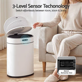 Devanti 20L Automatic Sensor Bin Touchless Rubbish Waste Bin White Kitchen.