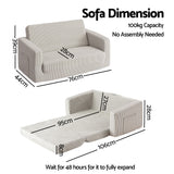 Artiss 2-in-1 Sofa Foam Couch with Side Pocket Light Grey
