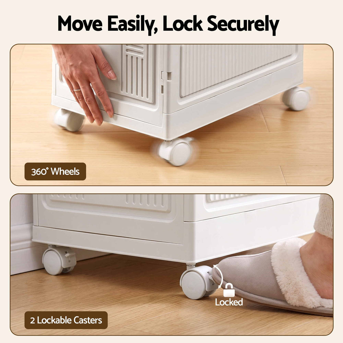 Artiss Foldable Storage Cabinet Stackable Box Flip-Top Rolling Organiser White