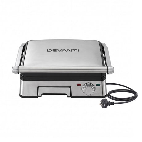 Panini press grill, 2000W, with a non-stick surface.