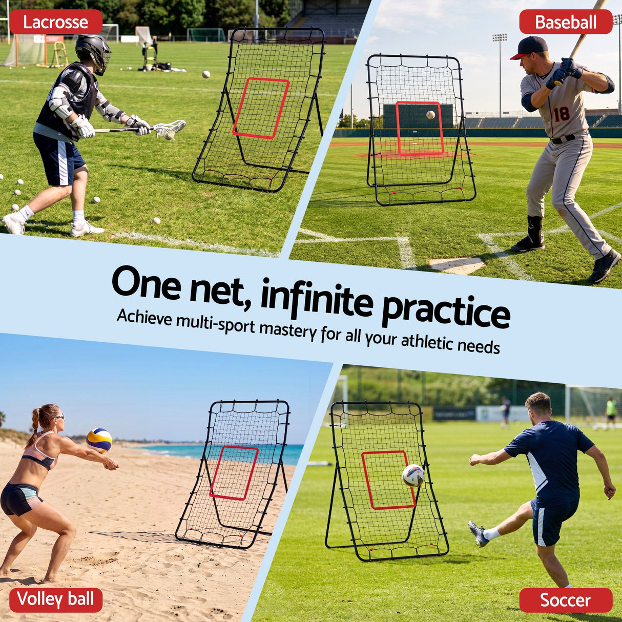 Everfit Baseball Rebounder Net Pitching Practice Target Screen 143cm
