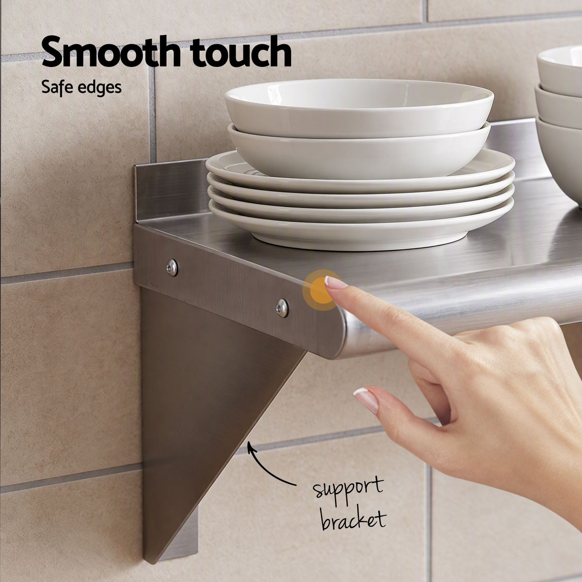 Cefito 410 x 250mm 430 Stainless Steel Compact Kitchen Wall Shelf.
