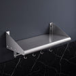 Cefito 610mm 430 Stainless Steel Wall Shelf with Hooks and Side Guards.
