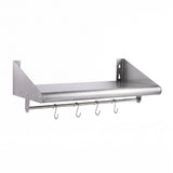 Cefito 610mm 430 Stainless Steel Wall Shelf with Hooks and Side Guards.