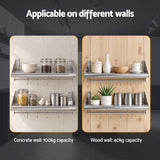 Cefito 610mm 430 Stainless Steel Wall Shelf with Hooks and Side Guards.
