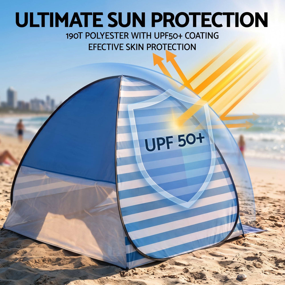 Weisshorn Pop Up Beach Tent UPF50+ Sun Shade 2-3 Person Lightweight